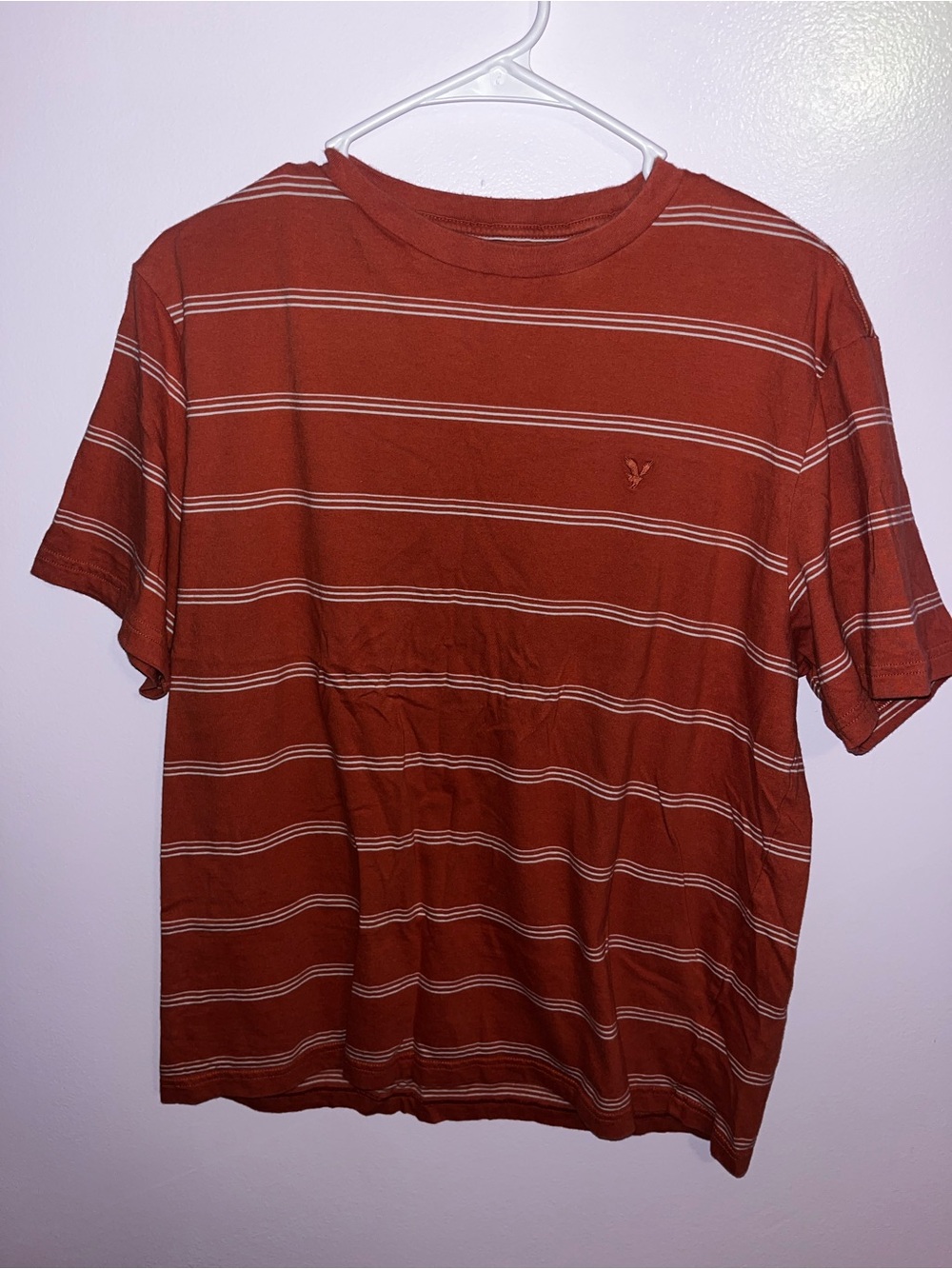 American Eagle Outfitters Rust & Cream Striped Short-Sleeve Tee
